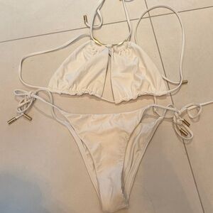 Cult Gaia White Bikini Set with Gold Accents M